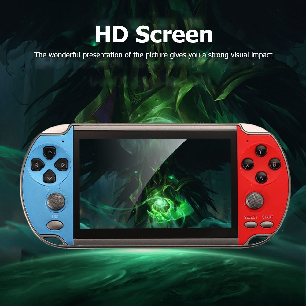 X7 Handheld Game Player 4.3 Inch LCD Display 8GB Double-rocker 3000 Classic Game Retro Mini Pocket Game Console MP5 Video Player（Blue&Pink)