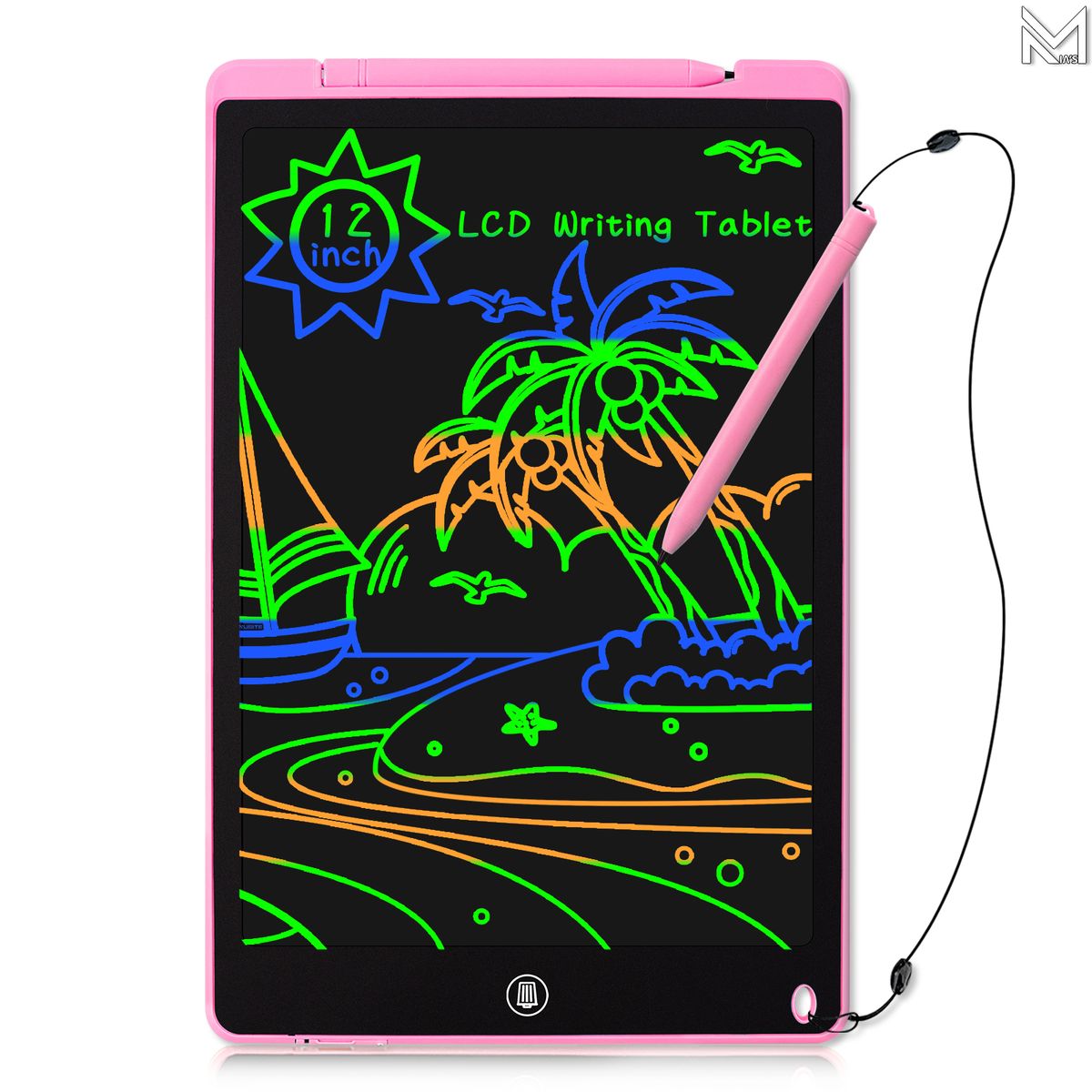 12 Inch LCD Writing Tablet Portable Electronic Educational Kids Drawing Board Toy Graphics Graffiti Sketchpad Handwriting Pad Color Pink