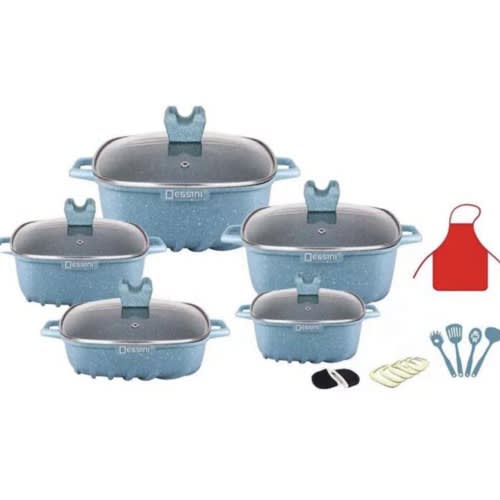 Dessini Non Stick Granite Cookware Set -22 Pieces Set