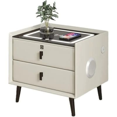 Smart Nightstand With Drawers - Wireless Charging - Led Lights