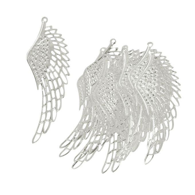 12pcs Antique Silver Large Hollowed Angel Wing Charms Pendants Crafts