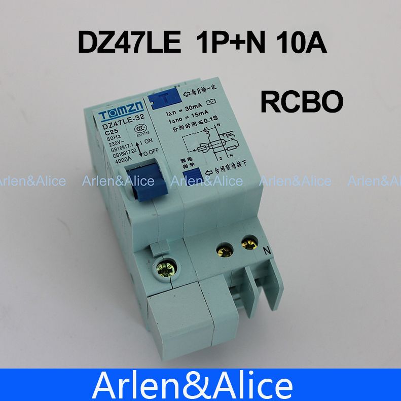Residual 50HZ 60HZ 1P+N 230V~ Current Type DZ47LE 10A