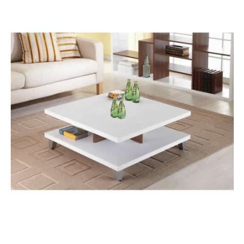 Double-deck Center Table-White & Brown