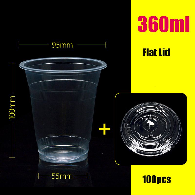 100pcs 360ml Clear Plastic Cups With Dome Lids Disposable