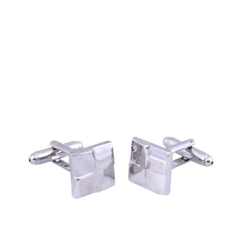 MC-4008 Check Box Stainless Steel Cufflinks - Silver
