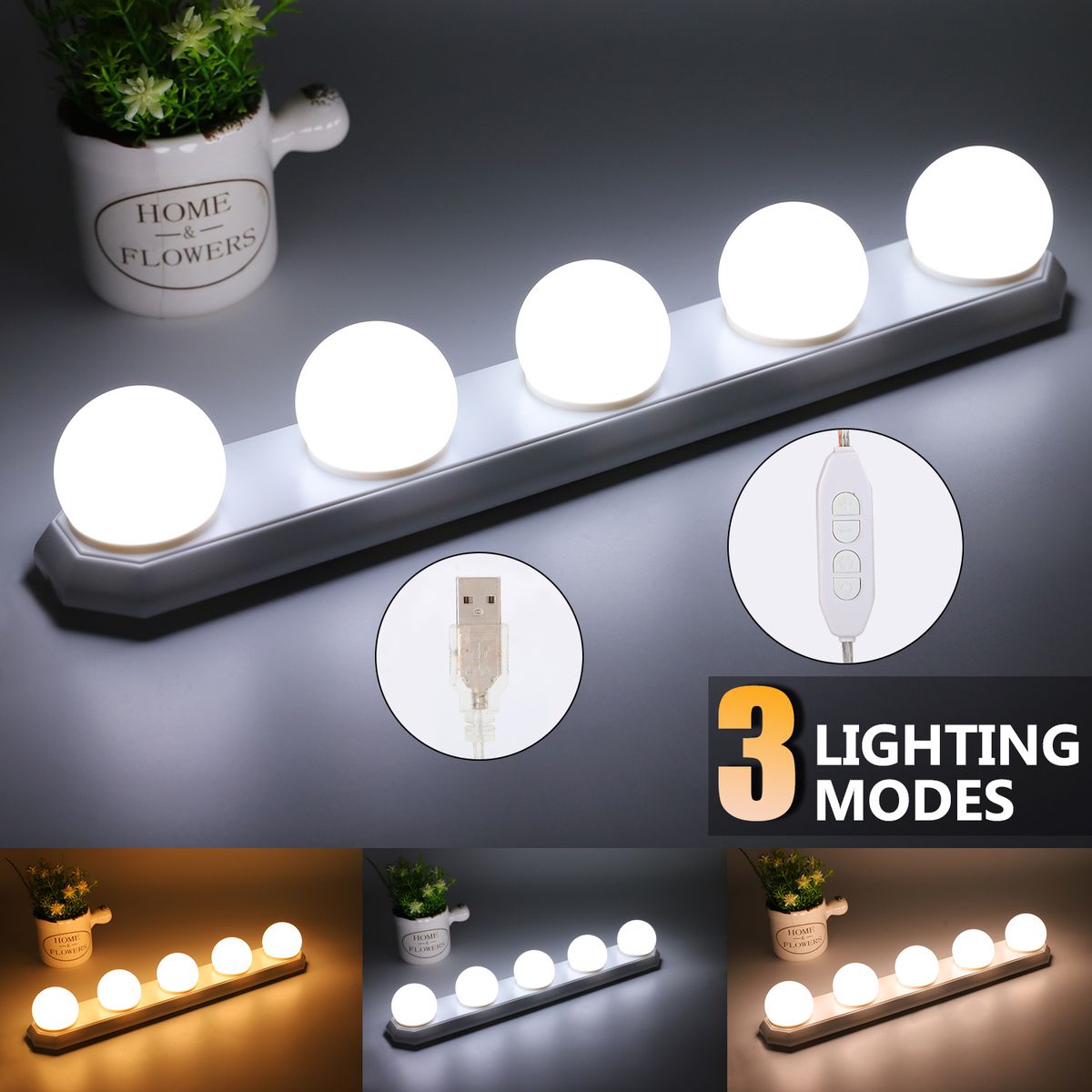Barber Shop Vanity LED Make Up Hollywood-5 Bulb 3 Mode