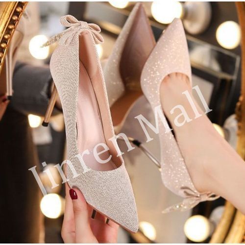French Girl Stiletto Pointed High Heels-gold