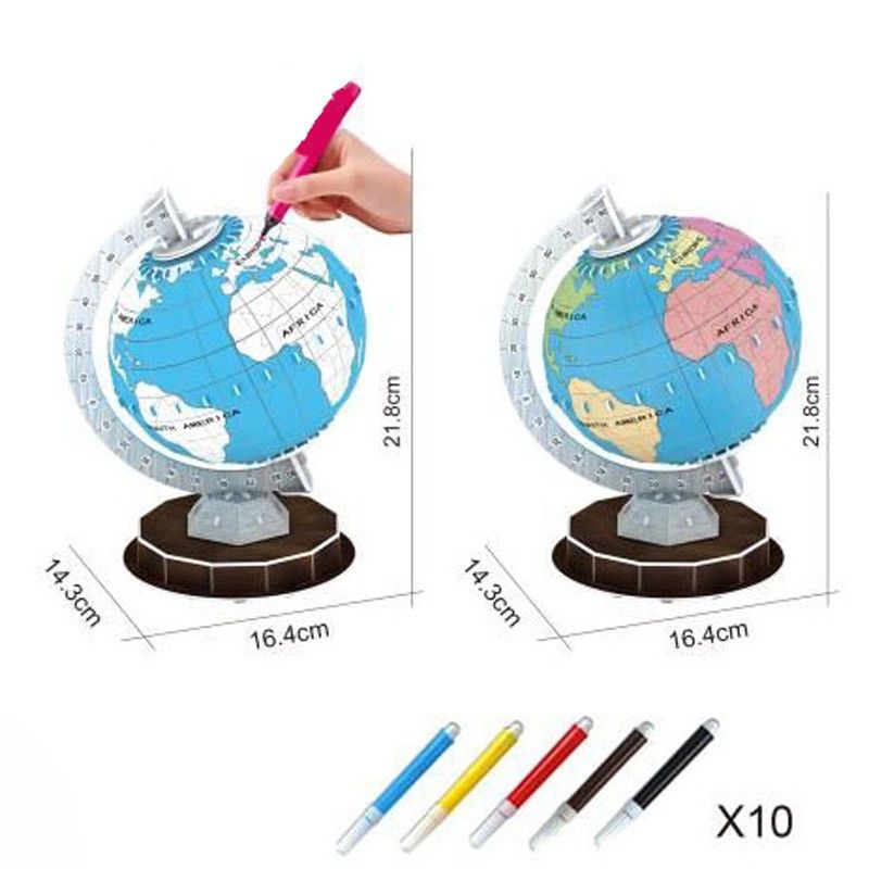Kids Globe World Map Puzzle Education Learning Geography