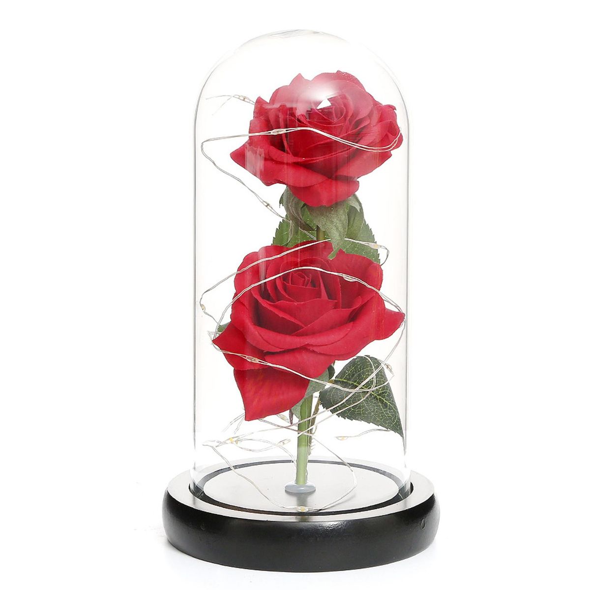 Artificial Rose in Glass Dome with Gift Box with LED Lights Forever Artificial Forever Rose Flower Gift Present for Women Mother's Day Valentine Romantic Wedding Home Party Festivals Anniversary