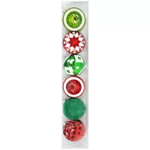 Shatter Resistant 6pc Christmas Ornaments - 6inch (10cm)