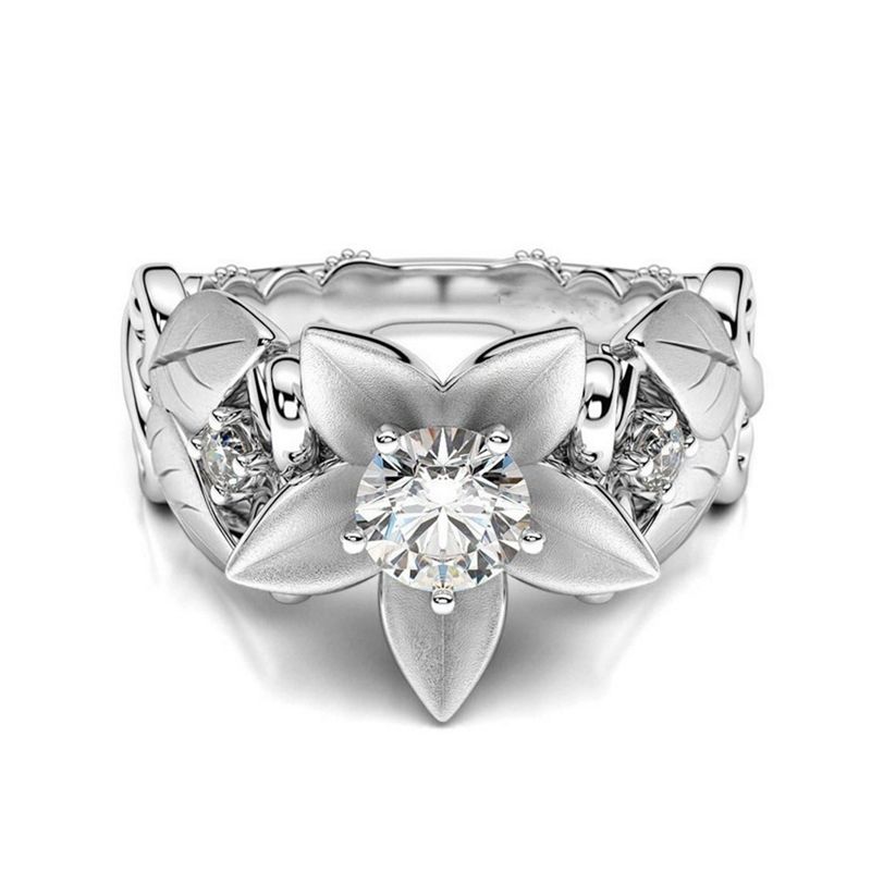 Rose With Diamond Women Wedding Ring, Ring Size:10