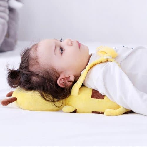 Baby Head & Back Protection Pad - Bee Flannel Squeaky Cartoon Pillow - Yellow