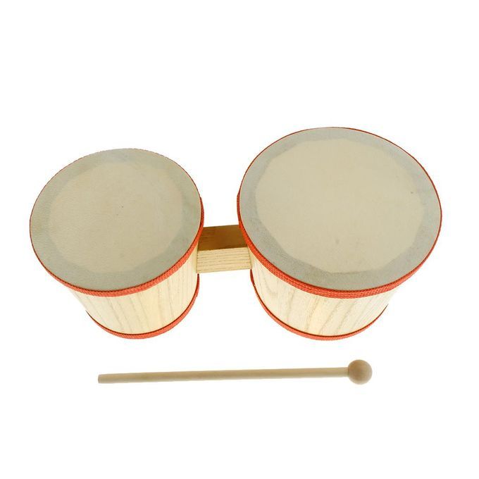 Exquisite Wood Bongo Drum 4inch 5inch Hand Percussion With Drumstick