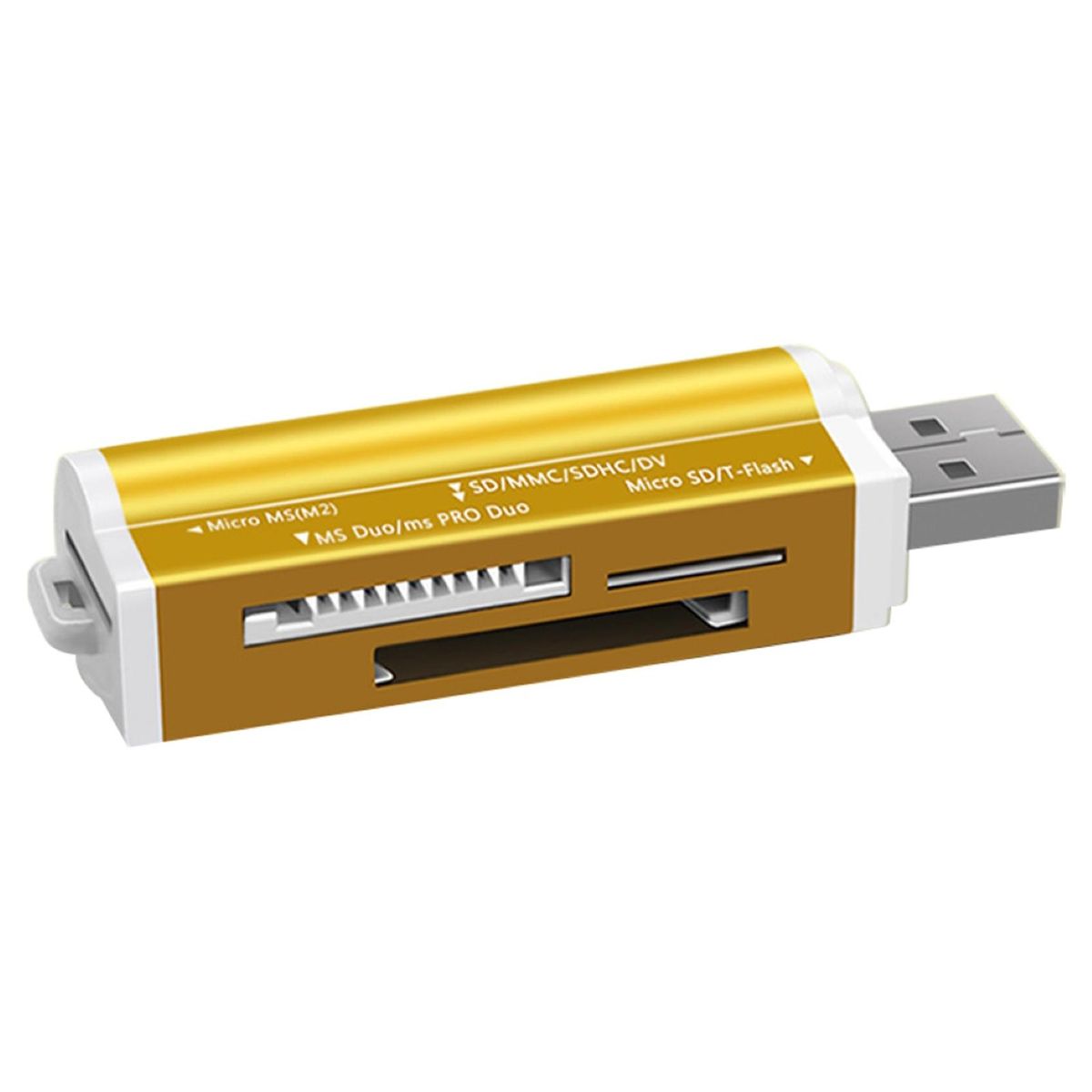 4 in 1 Mini Portable USB TF/Micro-SD/MS/M2 Card-Golden