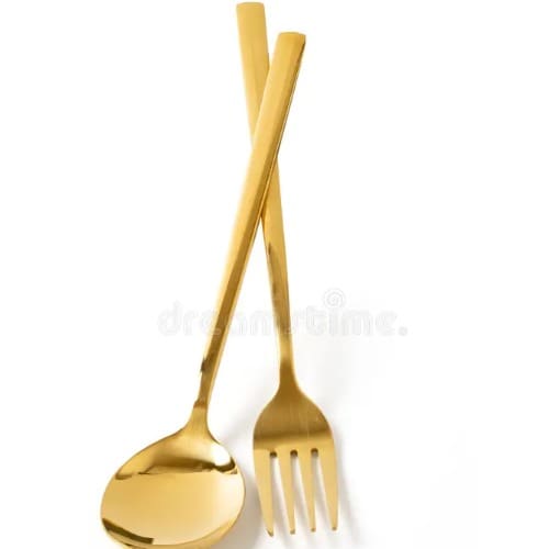 12 Pcs Gold Plated Spoon And Fork - 6 Pcs Each