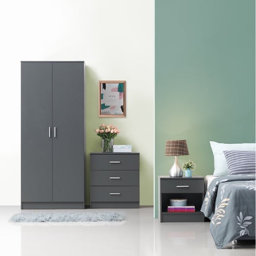 Sadia-3 Piece Bedroom Set Grey Matt