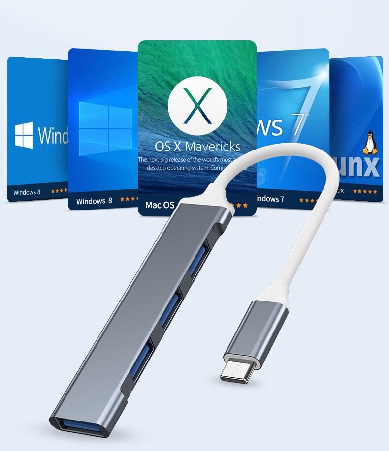 Portable type 3.0 hub USB Adapter 4-in-1  dark grey