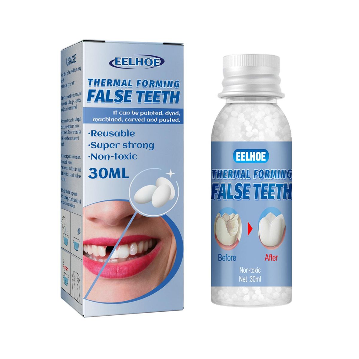 EELHOE Thermal Forming False Teeth Tooth Repair Kit Tooth Repair Granules for Missing and Broken Tooth Temporary Teeth Filling Repair Kit