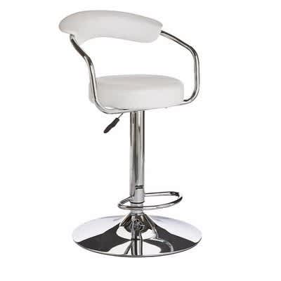 Chrome Bar Stool with Backrest - White