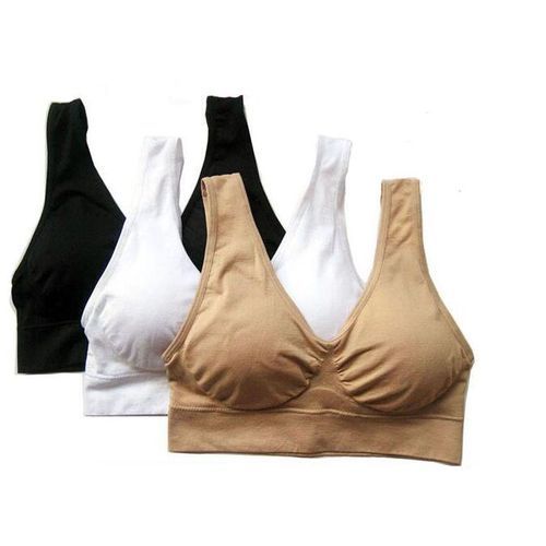 3pcs/set Genie Yoga Running Bra With Removable Pad Seamless Push Up Women Plsize S XXXL Underwear Wireless Fitness Sports Bra(beige White Black)