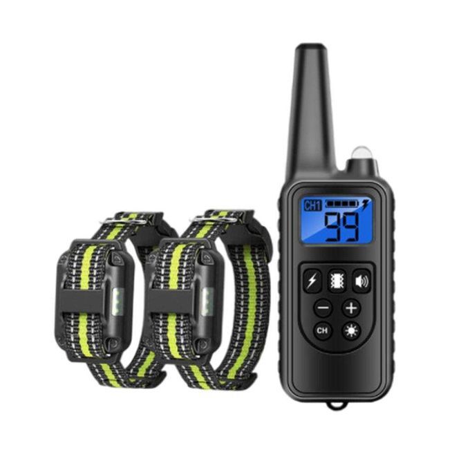 Rechargeable Remote Training Shock Collar For 3 Dogs LCD Green