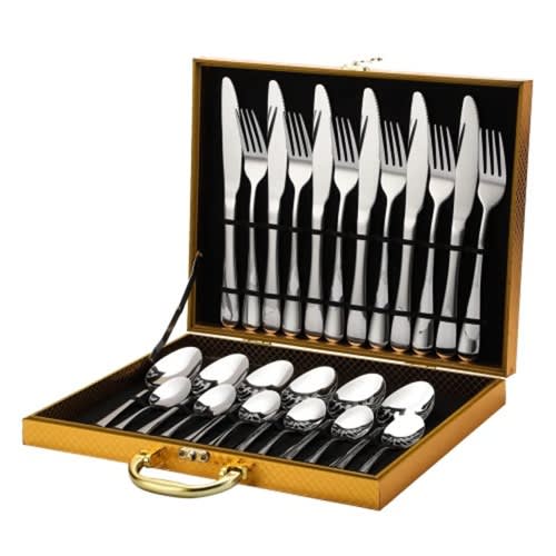 Silver Cutlery Set + Free Gift - 24Pcs