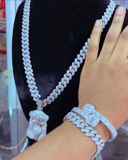 PASSES DIAMOND TESTER! Fully Iced Men Neck Chain + Iced Out Jesus Piece Pendant/2 Full Stone Armlet