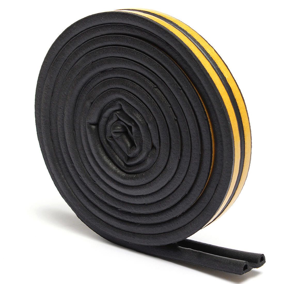 5M P Type Draught Self Adhesive Window Door Excluder Foam Seal Strip Tape Rubber Black Black