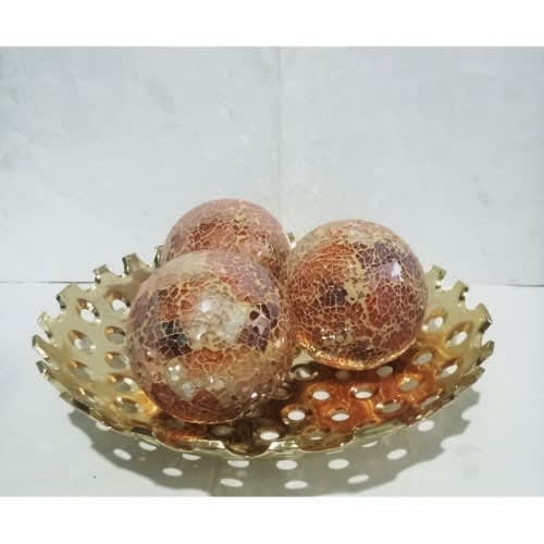 Center Table Decorative Gold Bowl And 3 Mixed Gold Balls