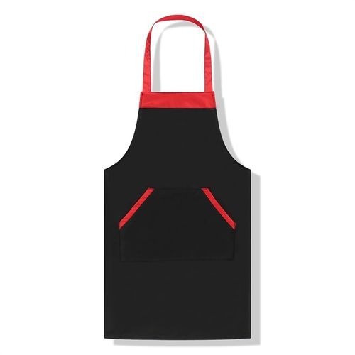 Solid Color Polyester Home Apron Antifouling Simple Adult Apron(Black)