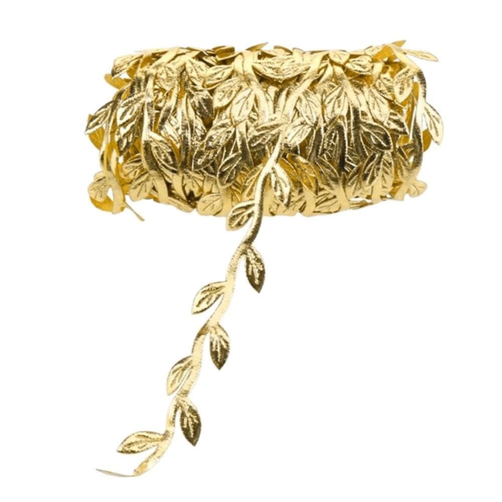 10m Artificial Vine Leaf String Wreath Ribbon Craft-Golden