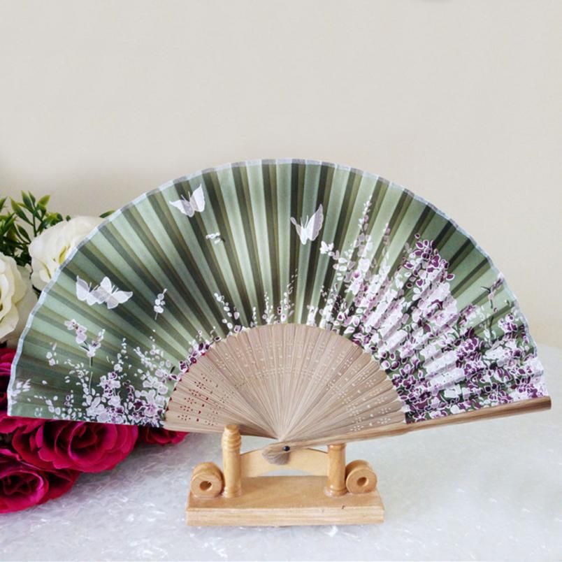 Bamboo Wedding Dance Silk Pattern Psw0705 Lace Flower Party Hand Fan 2018 Vintage Folding Folding Held