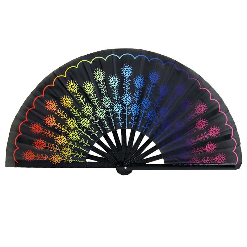 Folding Fan Festival Supplies Printing Fan Bone Fan Bamboo Carnival Satin Hand Kung Fan Fu Large Party