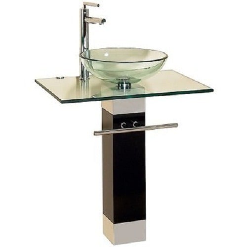 Argent Crystal Dining Glass Wash Hand Basin with Mixer - Black