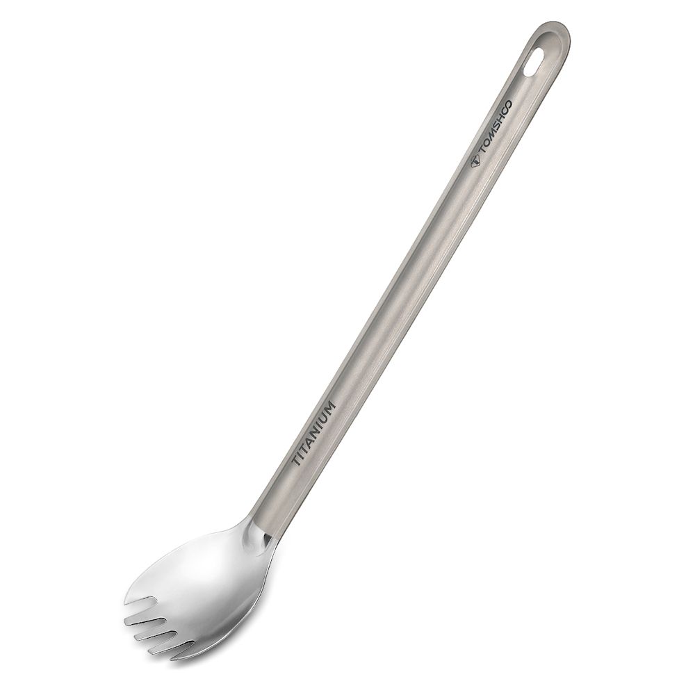 Titanium Long Handle Spork With Polished Bowl