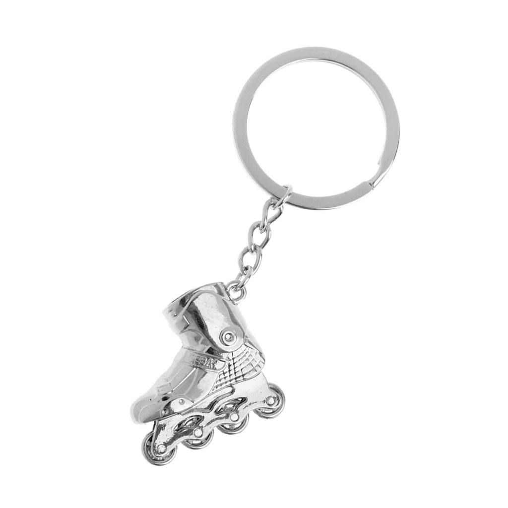 Roller Skates Keyring Keychain Key Buckle Pendant Bag Silver