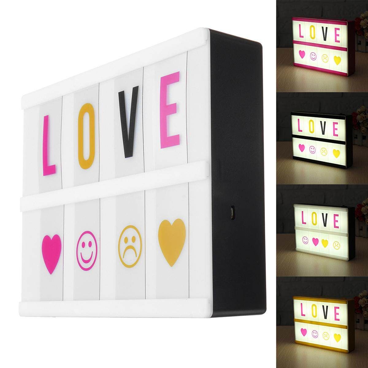 A5 USB Cinematic LED Light Up Letter Box Cinema House Wedding DIY Message Board (Black) Black