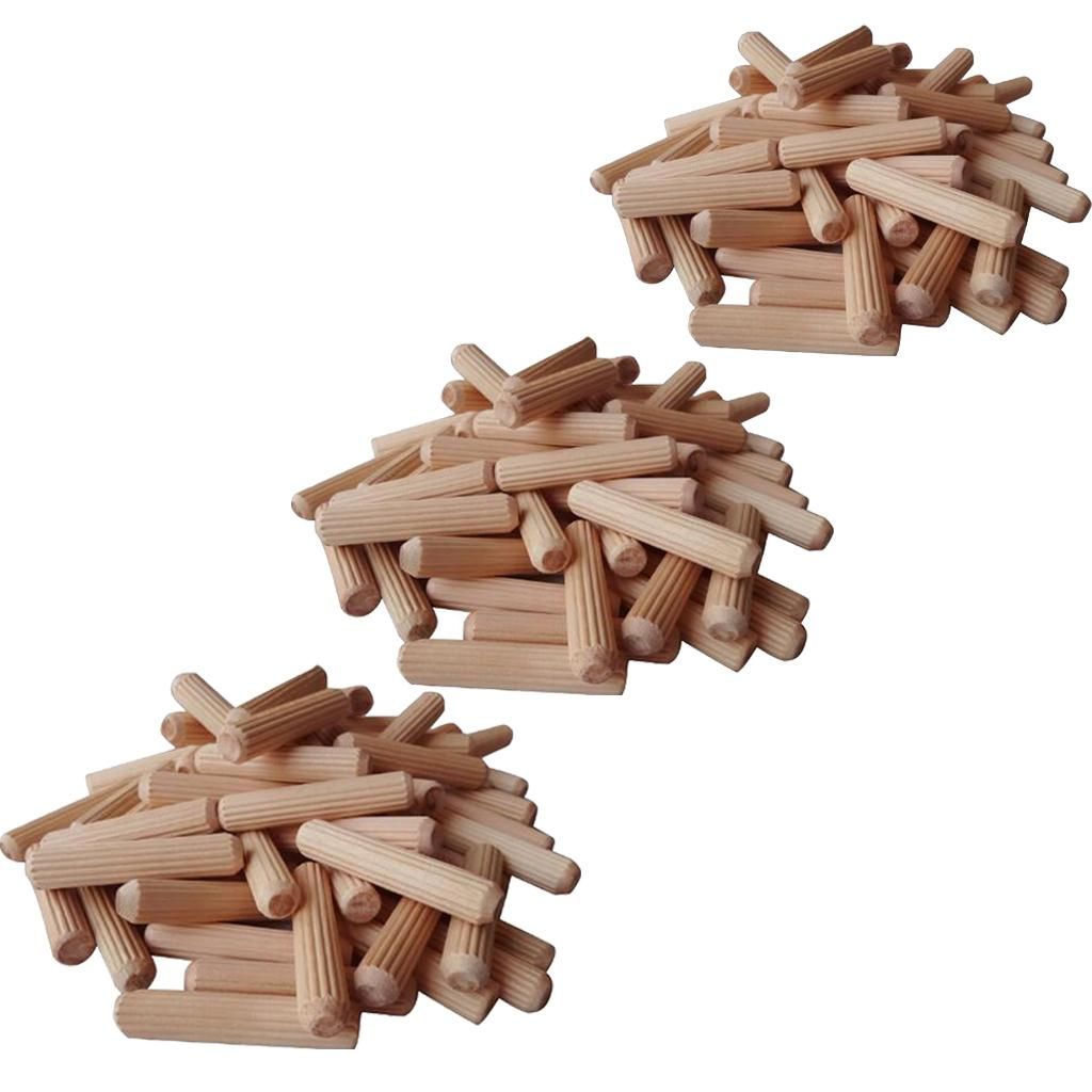 300pcs Wooden Dowel Drawer Round Rippled Dowel Rods