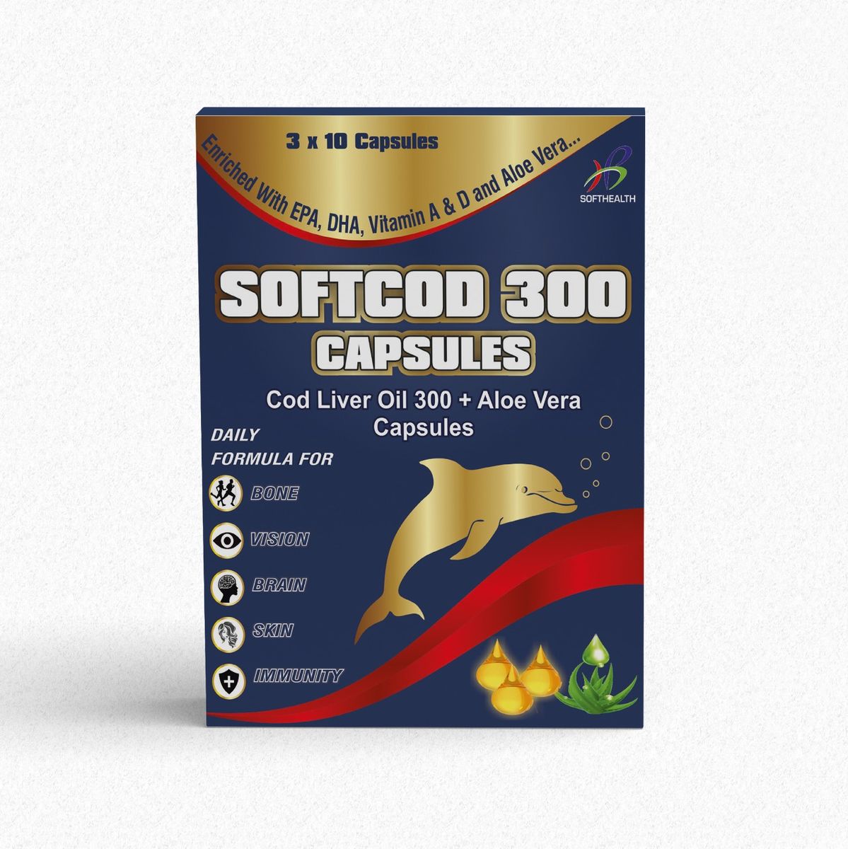 SOFTCOD 300 (COD LIVER OIL 300 MG +  ALOE VERA CAPSULES)