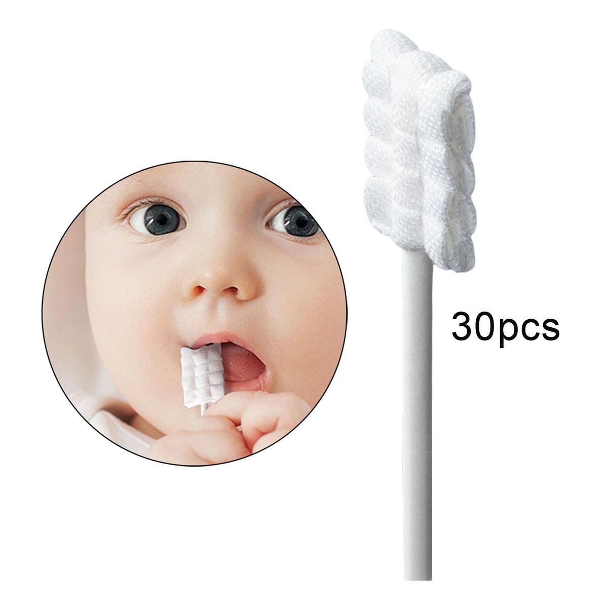 30Pcs Baby Tongue Cleaner Disposable Infant Toothbrush White 12x8.3cm