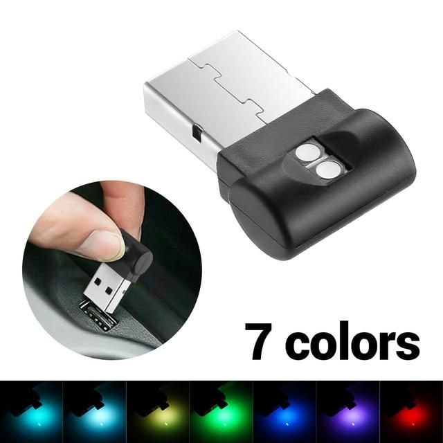7 Colors Mini USB LED Car Light Auto Atmosphere Neon Light Plug And Play Decoration Ambient Lamp Car Interior Lights Car-styling