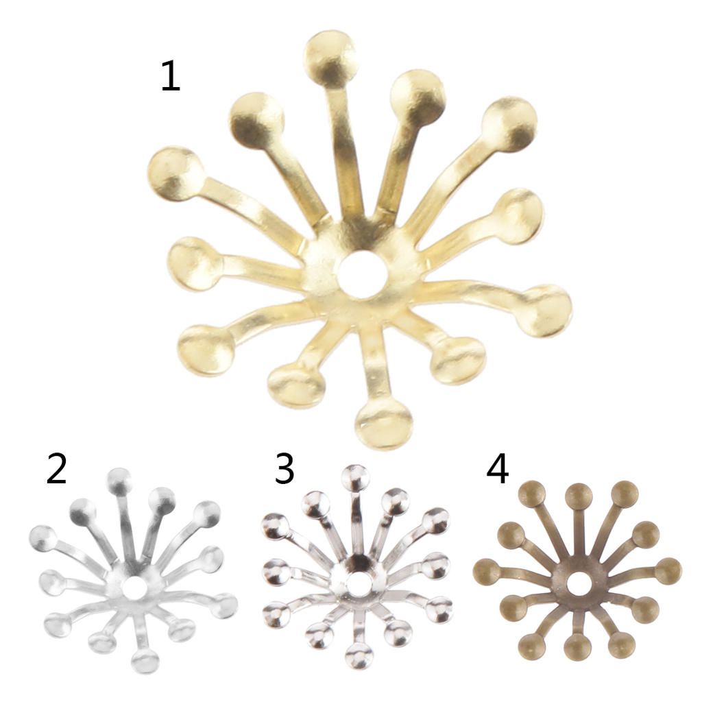 100 Pcs 13mm Bead Cap Ends DIY Accessories Jewellery Findings Silver