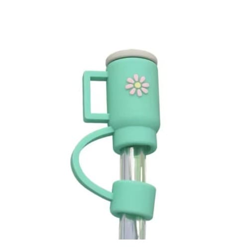 Silicone Drinkware Straw Topper Lid - Green