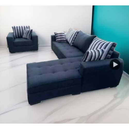 Bj L shape Sofa Black