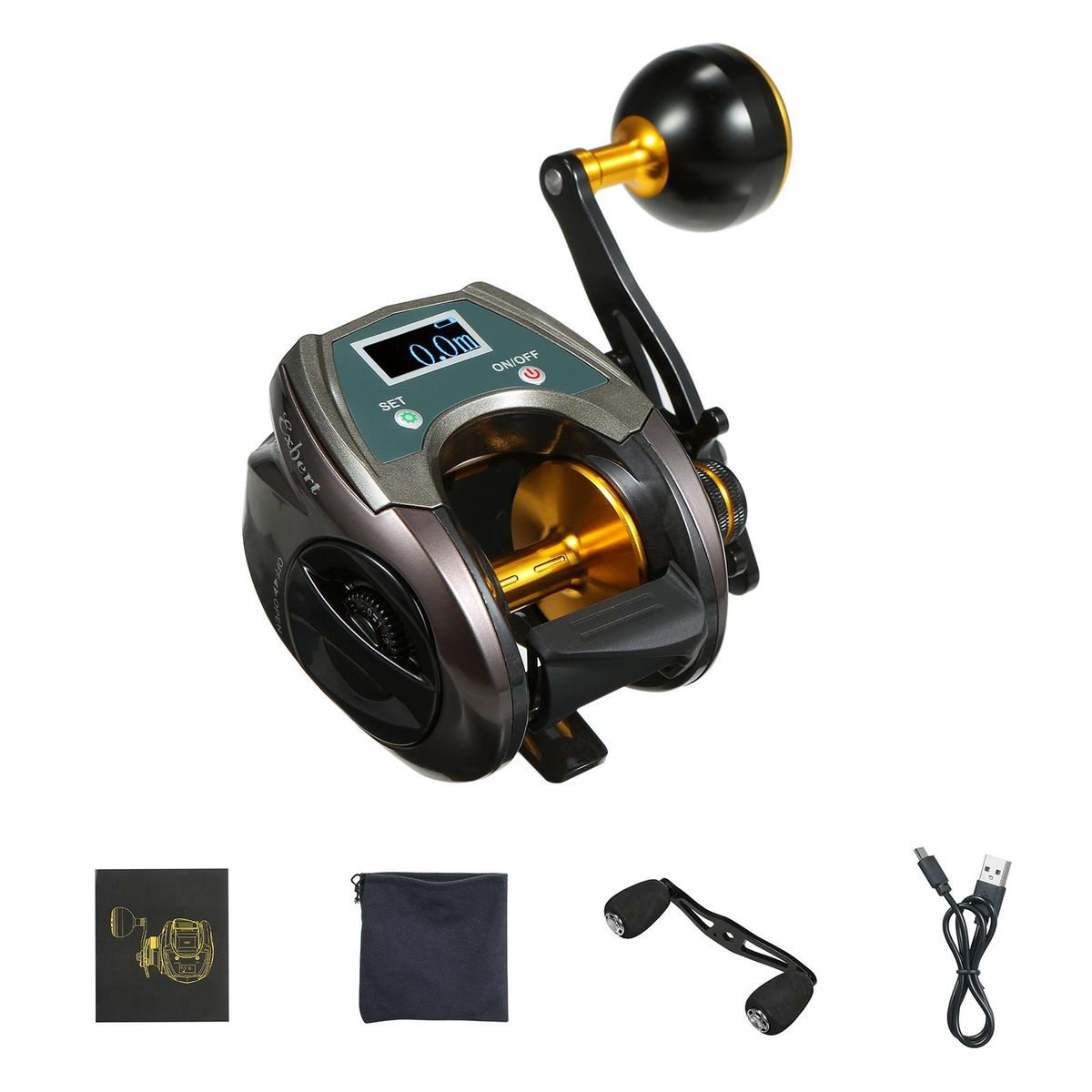 USB Rechargeable Carbon Fiber Baitcasting Reel 9+1BB Fishing Reel with Display High Speed 6.4: 1 Gear Ratio Magnetic Brake   System Baitcaster Reel For Right Hand