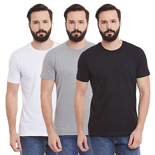 3 In 1 Men's T-shirts - White - Black - Ash