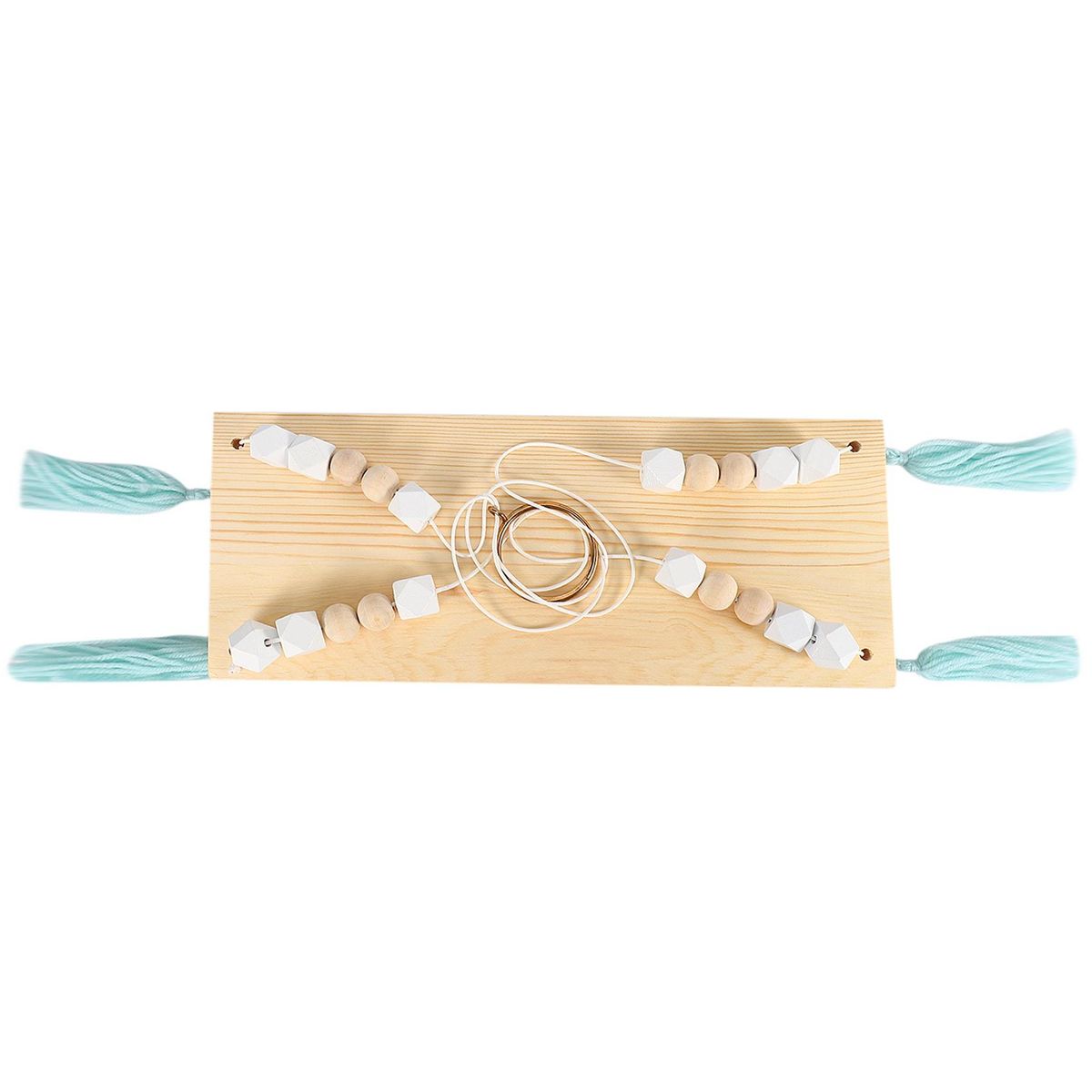 Bedroom Wall Hanging Ornaments Tassel Beads Pendant Wooden Board Storage Shelf Rack Photo Props Kid Room Home Decoration L