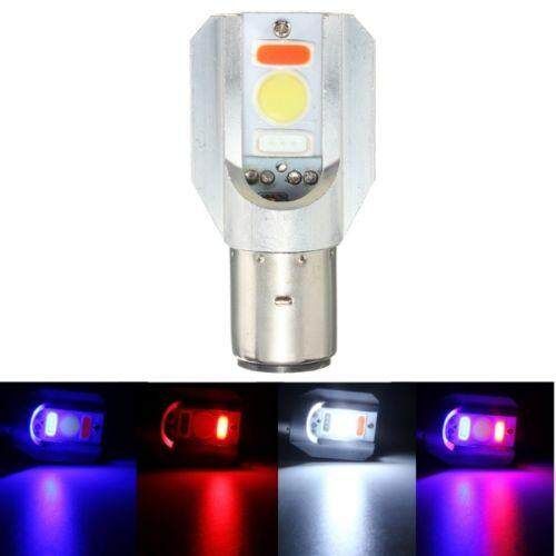 New BA20D DC12-24V Motorcycle COB LED Hi/Lo Headlight Bulb Lamp 3 Colors