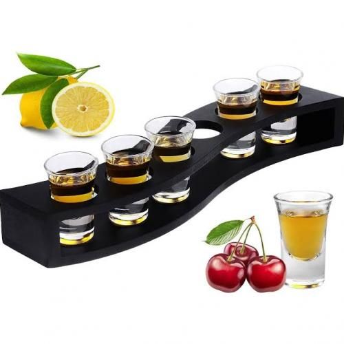 Tequila Shot Glasses With Sleek Holder