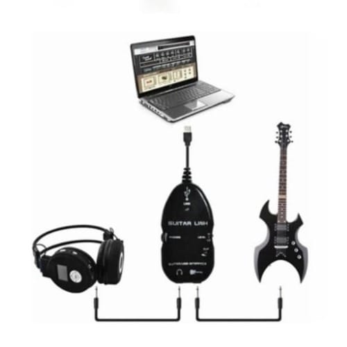 Guitar To Usb Interface Link Cable Adapter +audio Connector